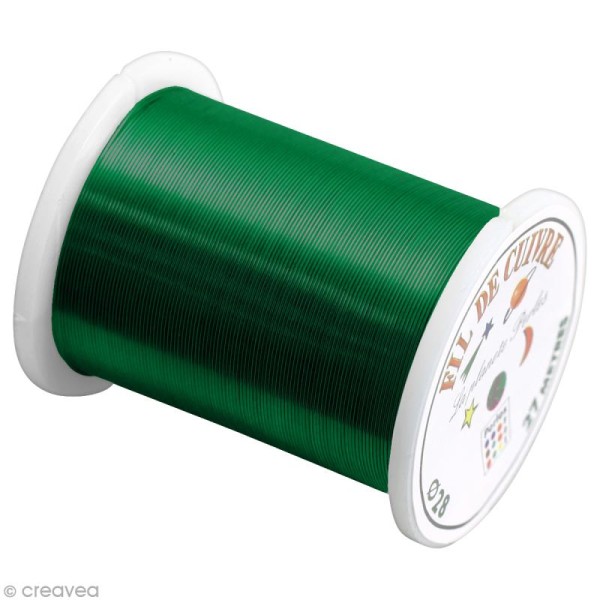 Bobine de fil cuivre Vert - 0,4 mm - 27 mètres - Photo n°1