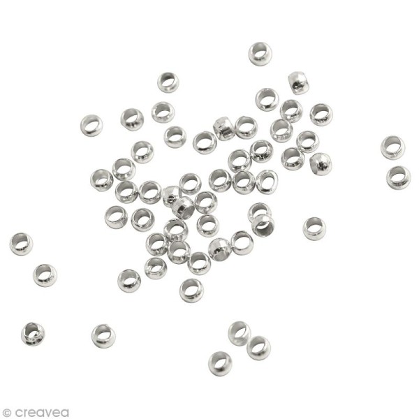 Perles à écraser 2 mm - Argenté - 50 pcs - Photo n°1