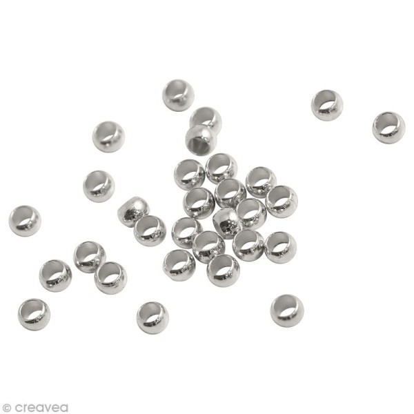 Perles à écraser 2,5 mm - Argenté - 30 pcs - Photo n°1