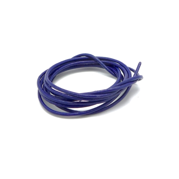 1m Cordon Cuir 1,5mm De Couleur Bleu Indigo Violet - Photo n°1