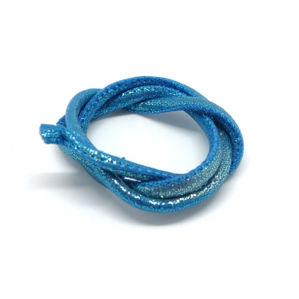 50cm Cordon 4,5mm Bleu Turquoise Pailleté Lumineux En Polyester - Photo n°1
