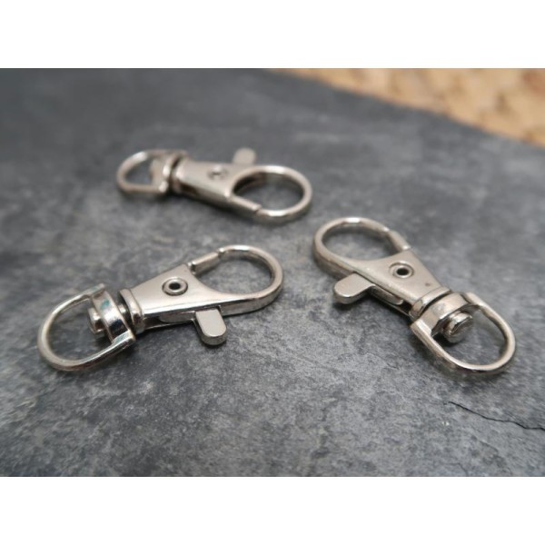 Fermoirs mousqueton porte clés, Fermoirs pivots mobiles, Métal, 38x16 mm, 5 pcs - Photo n°1