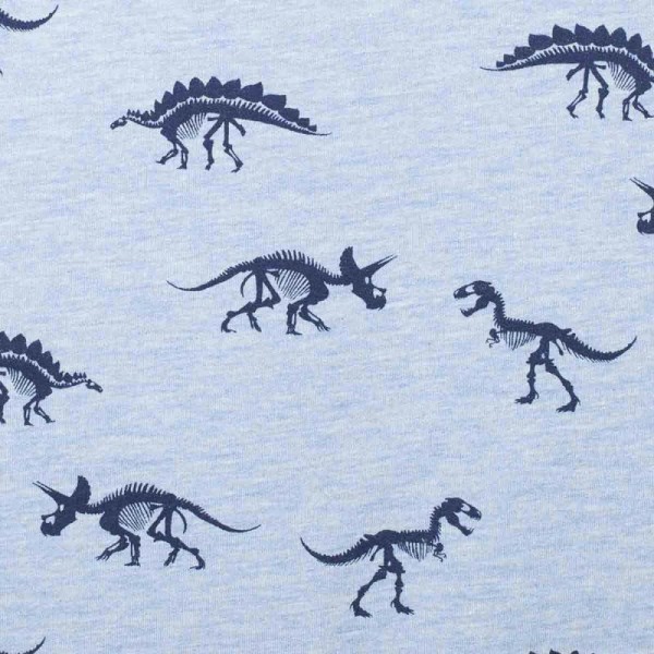 Tissu jersey dinosaure - Bleu chiné & bleu marine - Oeko-Tex® - Photo n°1