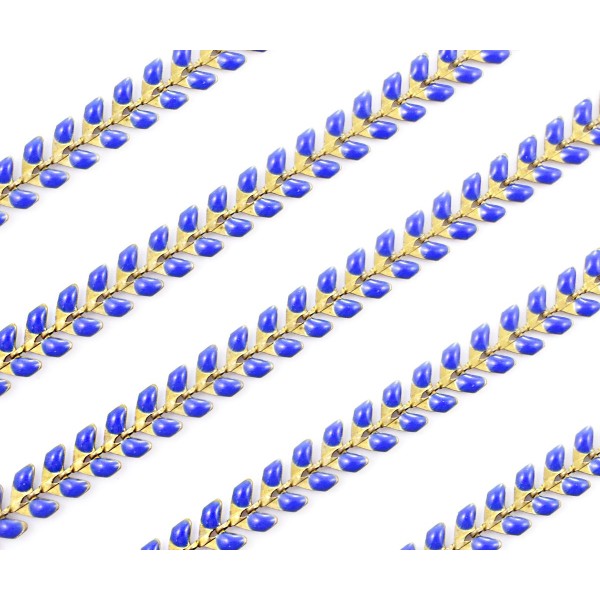 0.5 yrd 0,5 m en Laiton Foncé, Bleu Saphir de la Feuille d'Or Décoratif en Épi de Flèche Plate Conce - Photo n°1