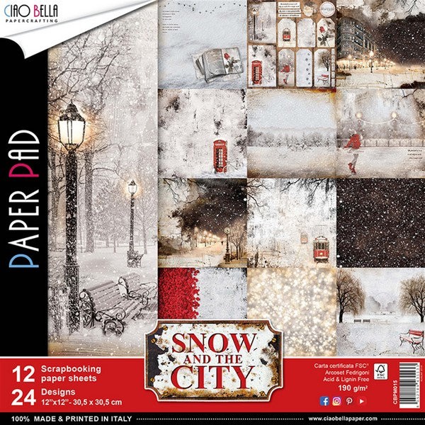 12 papiers scrapbooking 30,5 x 30,5 cm CIAO BELLA SNOW AND THE CITY - Photo n°1