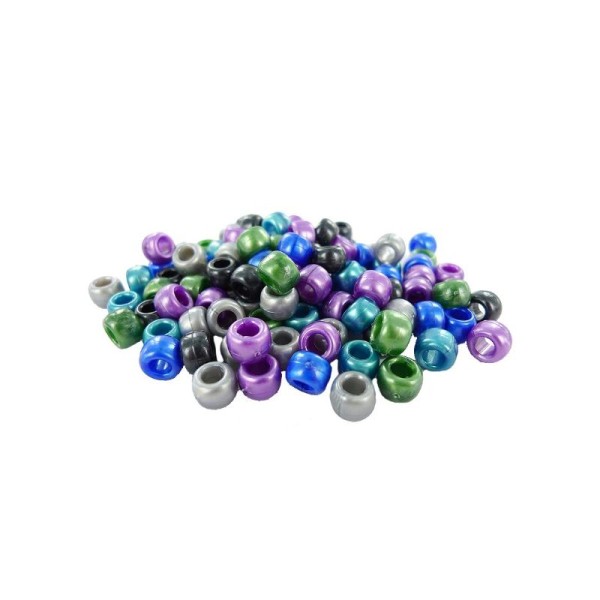 Perles cassis en plastiques (ø 09 mm - Trou ø 04 mm) Multi Automne - Sachet de 1000 pcs - Photo n°1