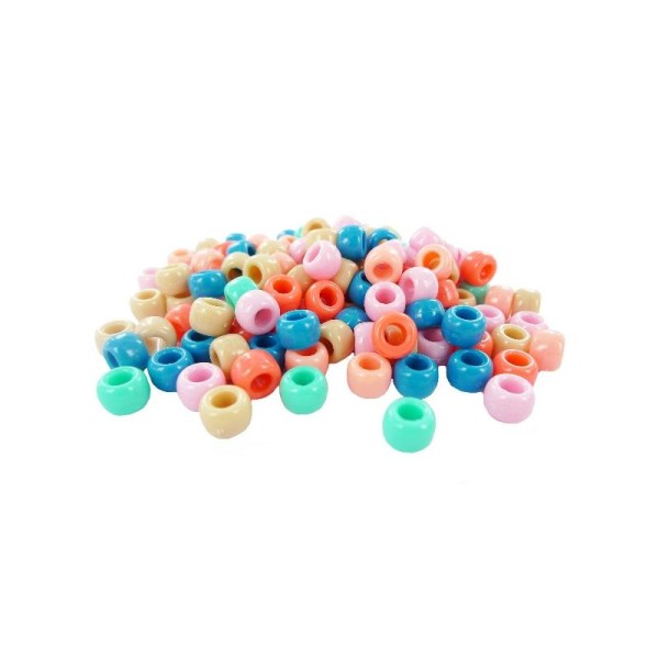 Perles cassis en plastiques (ø 09 mm - Trou ø 04 mm) Multi Pastel - Sachet de 1000 pcs - Photo n°1