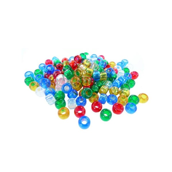 Perles cassis en plastiques (ø 09 mm - Trou ø 04 mm) Multi Transparent - Sachet de 1000 pcs - Photo n°1