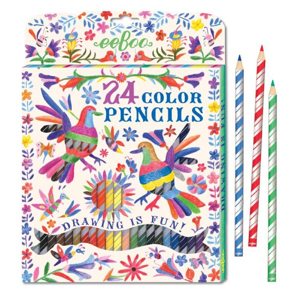 Boite fer 24 crayons de couleur- oiseaux oaxaca - Photo n°1