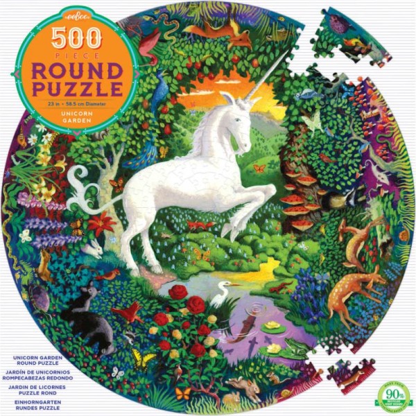 Puzzle 500p rond- le jardin de la licorne - Photo n°1