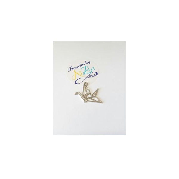 Breloque oiseau origami, argentée 29*23mm - Photo n°1