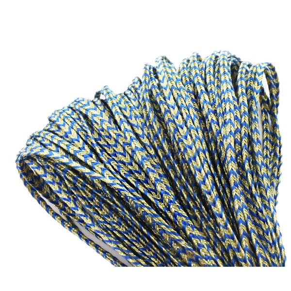 4yrd de 3,6 m Metallic Or Bleu Chevron en Polyester Texturés Soutache Cordon Tressé Gimp Perles à Co - Photo n°1