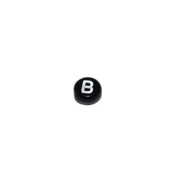 Perle ronde alphabet lettre B acrylique noir 7 mm - Photo n°1