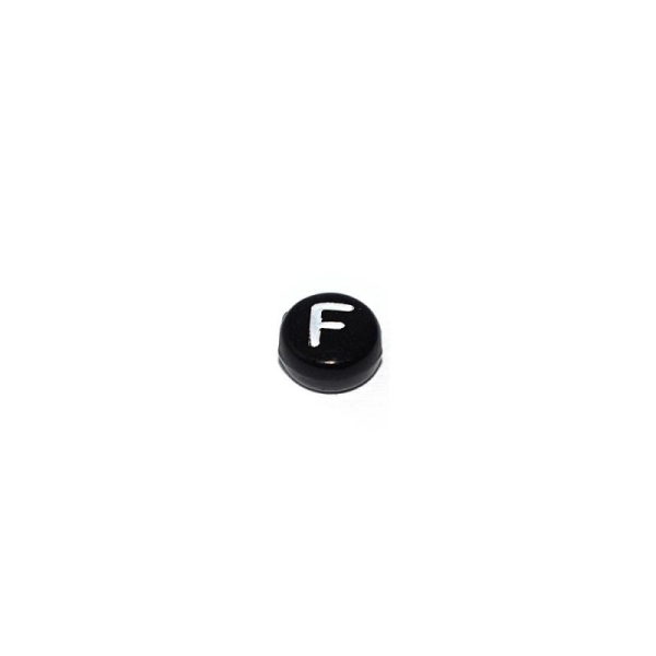 Perle ronde alphabet lettre F acrylique noir 7 mm - Photo n°1