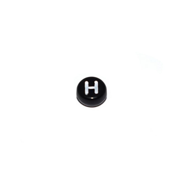 Perle ronde alphabet lettre H acrylique noir 7 mm - Photo n°1