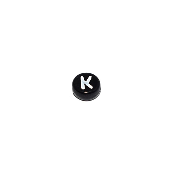Perle ronde alphabet lettre K acrylique noir 7 mm - Photo n°1