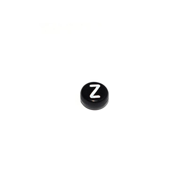 Perle ronde alphabet lettre Z acrylique noir 7 mm - Photo n°1