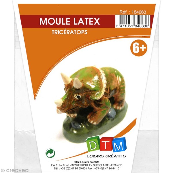 Moule latex - Dinosaure - Tricératops - 6 cm - Photo n°1