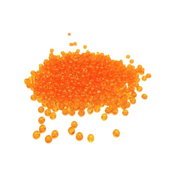 Perles de rocailles en verre 5° (ø 04,5 mm) Orange Transparent - Boîte de 15 grs - Photo n°1