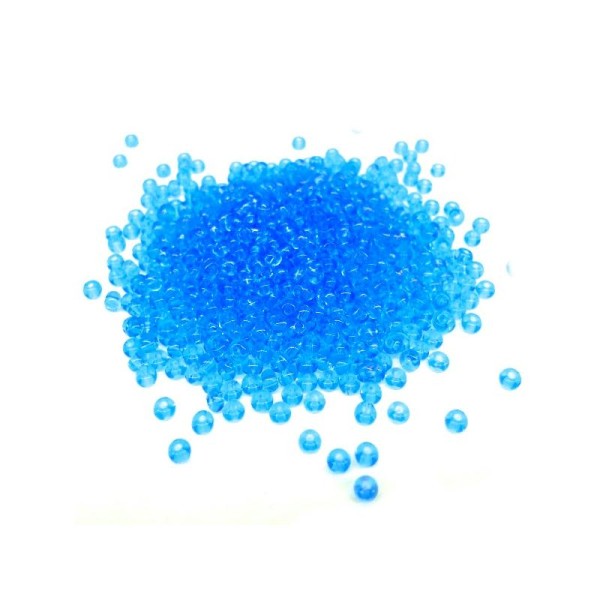 Perles de rocailles en verre 5° (ø 04,5 mm) Turquoise Transparent - Boîte de 15 grs - Photo n°1