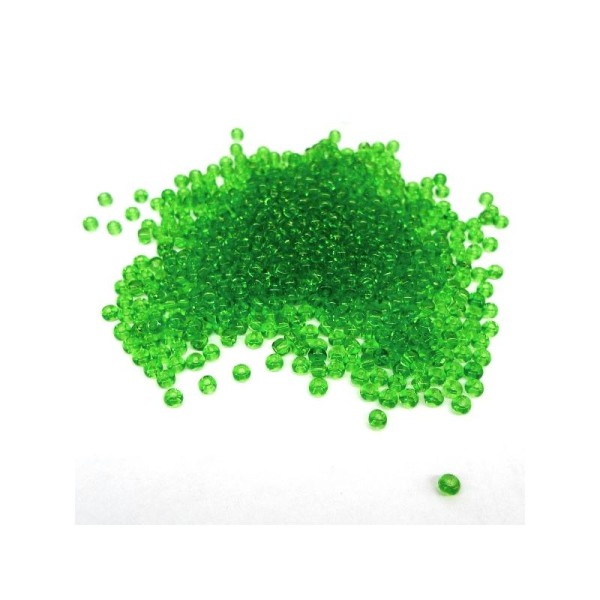 Perles de rocailles en verre 5° (ø 04,5 mm) Vert clair Transparent - Boîte de 15 grs - Photo n°1