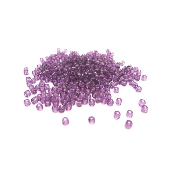 Perles de rocailles en verre 5° (ø 04,5 mm) Parme Transparent - Boîte de 50 grs - Photo n°1