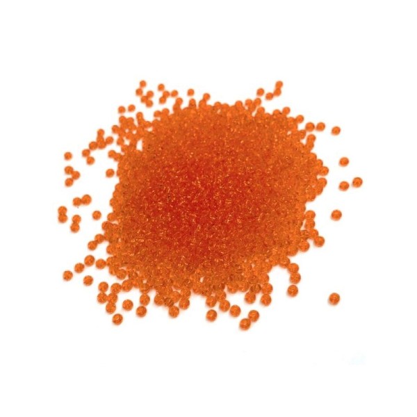 Perles de rocailles en verre 9° (ø 02,5 mm) Orange vif Transparent - Boîte de 15 grs - Photo n°1