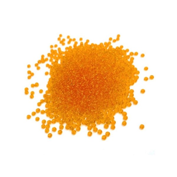 Perles de rocailles en verre 9° (ø 02,5 mm) Orange vif Transparent - Boîte de 30 grs - Photo n°1