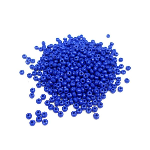 Perles de rocailles en verre 5° (ø 04,5 mm) Bleu lapis Opaque - Boîte de 50 grs - Photo n°1