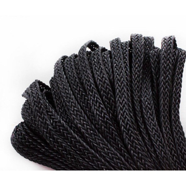 2yrd 1,8 m, Noir de jais de Draps en Coton Ruban Tissu à Plat Cordon Macrame Boho Style de Bracelet - Photo n°1