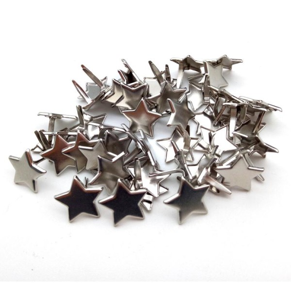 25 Brads étoiles argentées 14 mm attaches parisiennes scrapbooking - Photo n°1