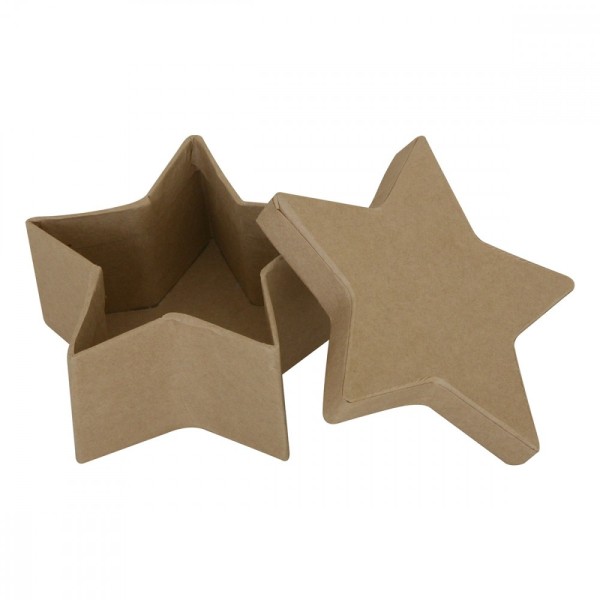 Petite boite forme étoile, avec couvercle, en carton, dimension extérieure 10cm x hauteur 3cm - Photo n°1