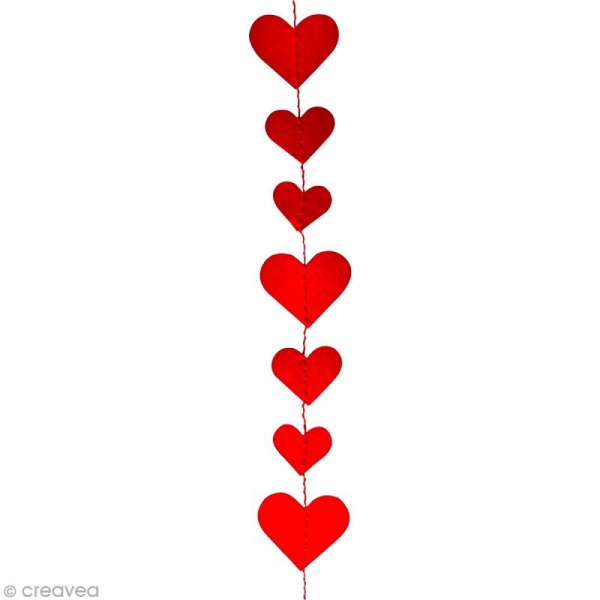 Guirlande Coeurs rouges en papier à décorer - 2,70 m - Photo n°2