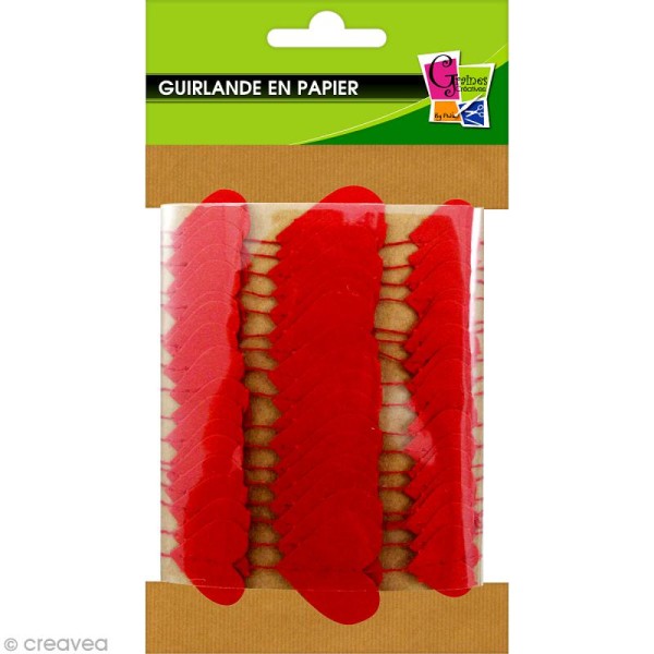 Guirlande Coeurs rouges en papier à décorer - 2,70 m - Photo n°1