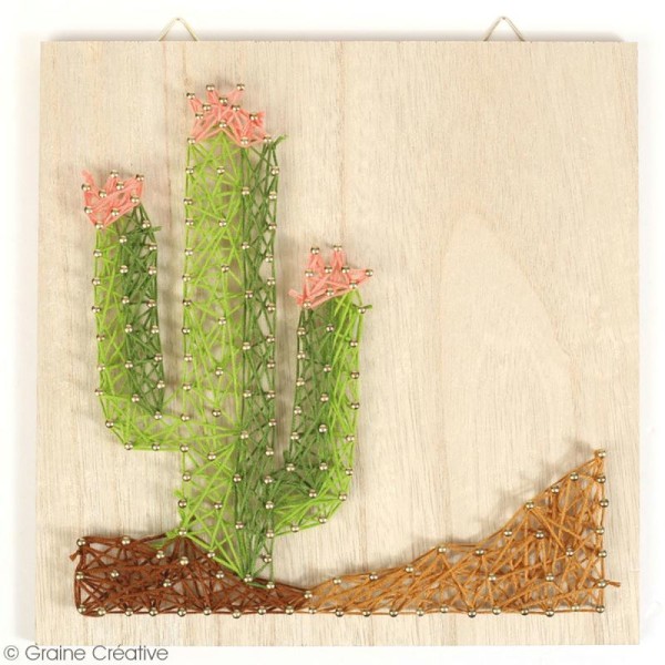 Kit tableau string art - Cactus - 22 x 22 cm - Photo n°2