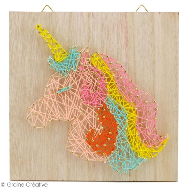 Kit tableau string art - Licorne - 22 x 22 cm - Photo n°2