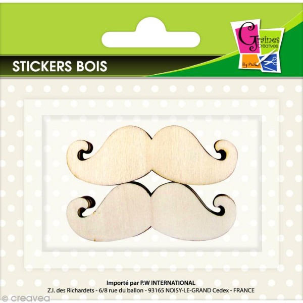 Stickers en bois - Moustaches - 8 pcs - Photo n°1