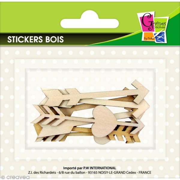 Stickers en bois - Flèches fines - 8 pcs - Photo n°1