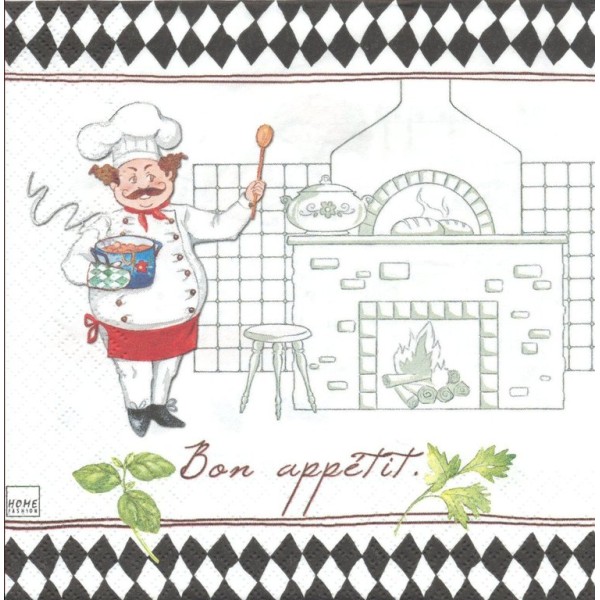 4 Serviettes en papier Cuisine Cuisinier Chef Format Lunch Decoupage Decopatch 211373 Home Fashion - Photo n°2