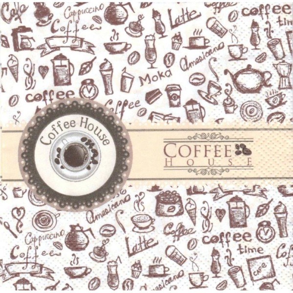 4 Serviettes en papier Café Coffee House Format Cocktail - Photo n°1