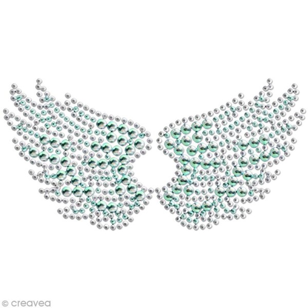 Motif thermocollant strass - 12,9 x 6,5 cm - Ailes d'ange - Photo n°1