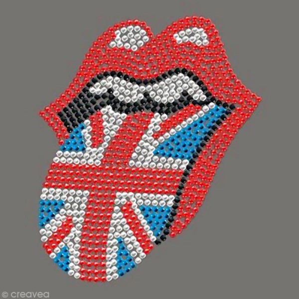 Motif thermocollant strass - 10,6 x 8,8 cm - Bouche Rock'n Roll - Rolling Stones - Photo n°2