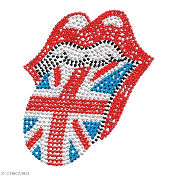 Motif thermocollant strass - 10,6 x 8,8 cm - Bouche Rock'n Roll - Rolling Stones - Photo n°1