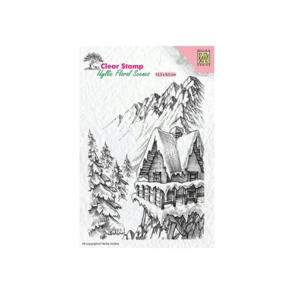 Tampon clear transparent scrapbooking NELLIE'S S CHOICE MONTAGNE CHALET NEIGE 010 - Photo n°1