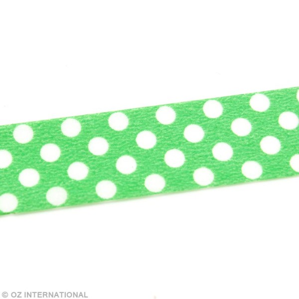 Masking Tape - Pois Blanc fond vert - 15 mm x 10 m - Photo n°2