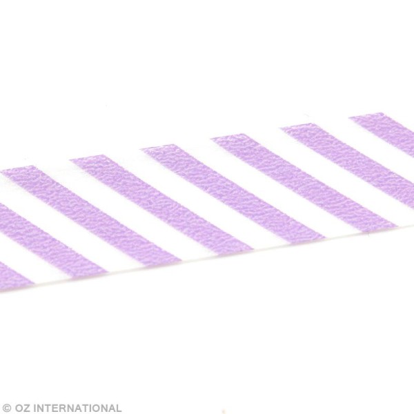 Masking Tape - Rayures Violet lilas - 15 mm x 10 m - Photo n°2