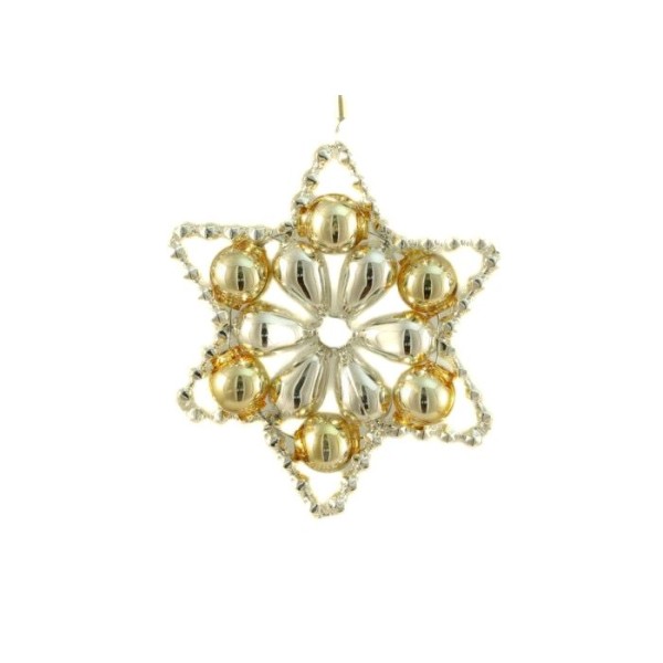 Silver Gold Star tchèque de Bohême de l'Arbre de Noël de Cadeaux Ornements de Perles de Verre Projet - Photo n°1
