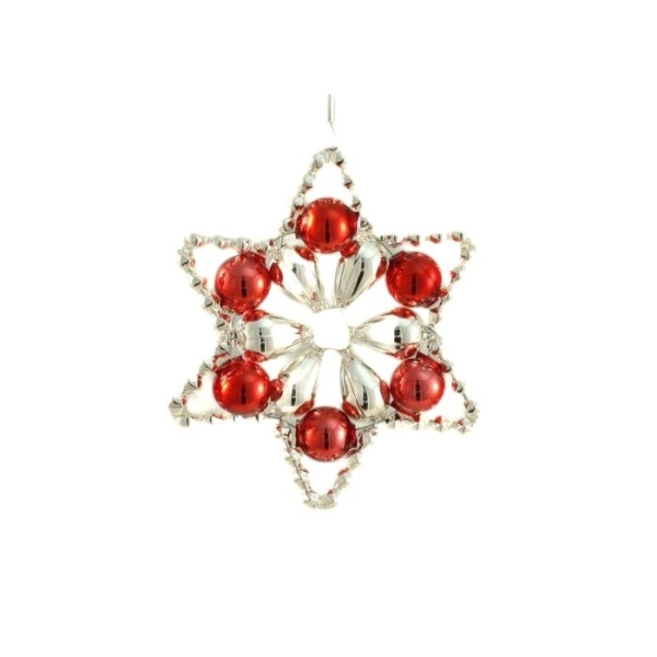 Silver Red Star tchèque de Bohême de l'Arbre de Noël de Cadeaux Ornements de Perles de Verre Projet - Photo n°1