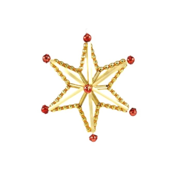 L'or Rouge de la Magie Star tchèque de Bohême de l'Arbre de Noël de Cadeaux Ornements de Perles de V - Photo n°1