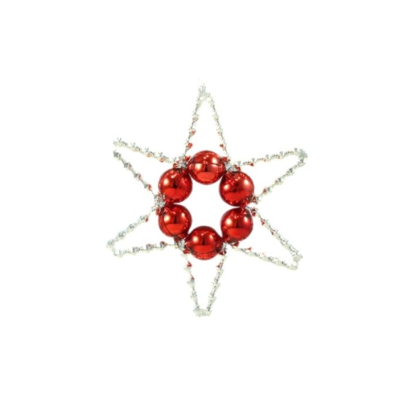 Argent Rouge à Étoiles tchèque de Bohême de l'Arbre de Noël de Cadeaux Ornements de Perles de Verre - Photo n°1